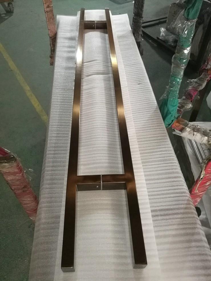   H shape 304 Stainless steel glass door long push pull handle with lock 