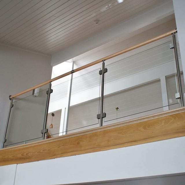 Wood And Glass Staircase Railing